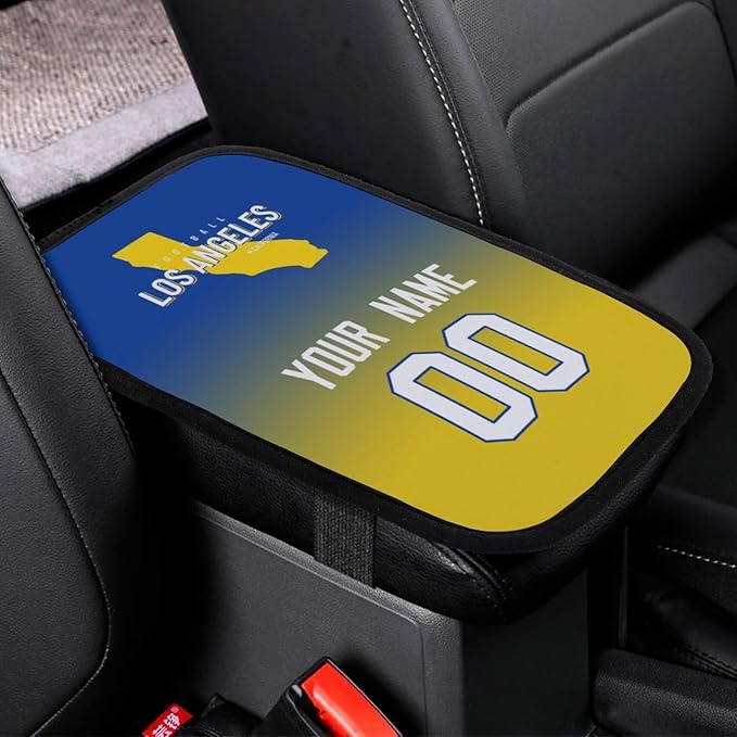 Custom Football Car Armrest Covers Universal Auto Center Console Pad Car handrail Box Cushion Personalized Add Name & Number Fans Gift Fit Suit for SUV Truck Sedan Van