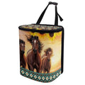Brown Horse Car Trash Can with Lid,Hanging Leak Proof Garbage Bin for Back Seat,Universal Fit Most Vehicle Truck Interior Accessory
