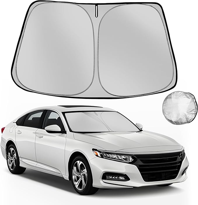 Fonowka Windshield Sun Shade for Honda Accord Sedan 2018-2025 Foldable Sun Sunshade for Car Front Window Blocks UV Rays and Heat Automotive Interior Protector Custom Fit Accessories
