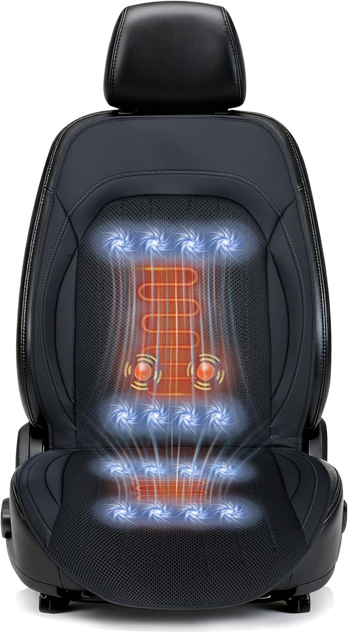 All-Weather Car Seat Cooling System with 16 Fans & Massage, 12V Ventilated Pad for Front Seats, Compatible with Cars and SUVs (Warm&Cooling&Massage-2)