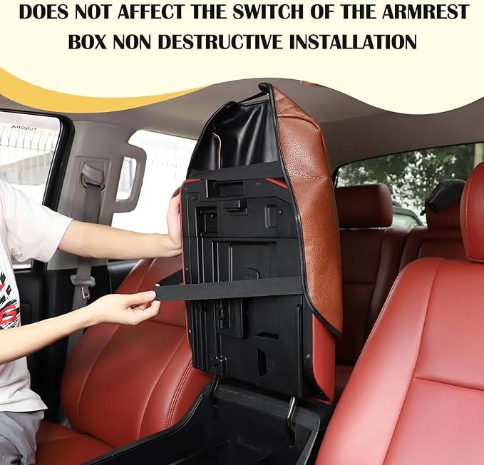 Armrest Box Cover, Center Console Armrest Cover Kit Compatible with Toyota Tundra 2007-2013 & Toyota Sequoia 2008-2015, Console Armrest Cushion Automotive Customized Console Armrest Cushion (brown)