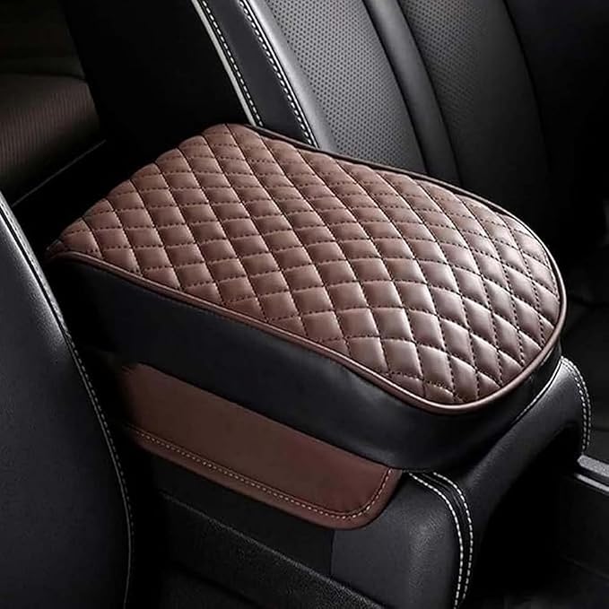 Car Center Console Cover for Toyota 4Runner 2010-2024, Universal Leather Armrest Cushion Anti-Slip Comfort Protection Arm Rest Storage Box Mat Pads Interior Accessories,Brown