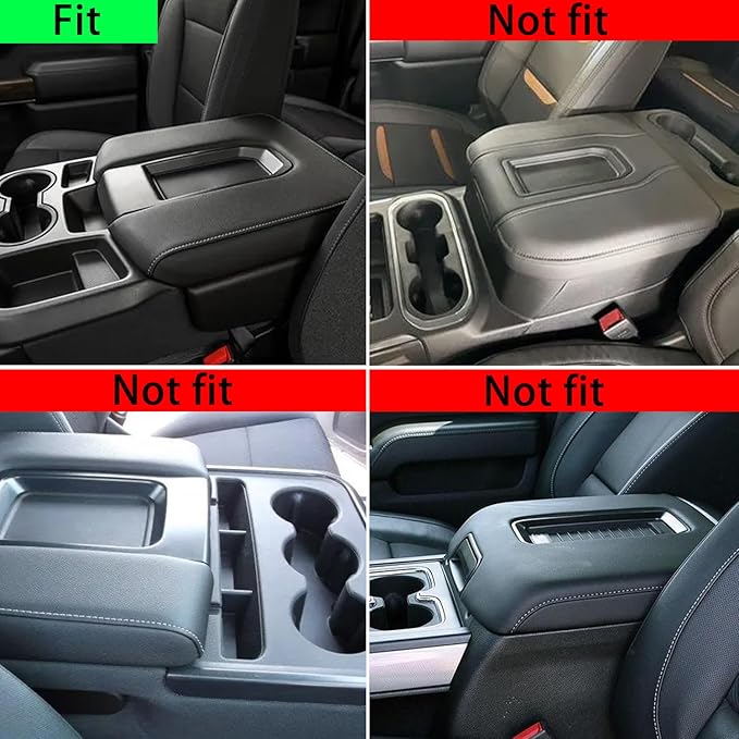 Center Console Armrest Cover for Chevy Silverado/GMC Sierra Accessories 2019-2024 2025 Arm Rest Box Leather Protective Case Middle Console Lid Cushion Pad Only for Jump Seat (Red Stitches)