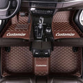 Custom Car Floor Mat Compatible with 97% Car Models Luxury Leather All Weather Waterproof Anti-Skid Full Coverage Car Mats (Brown)