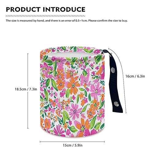 Colorful Floral Car Garbage Can Mini Car Trash Bin Hanging Headrest with Adjustable Buttons Multipurpose Car Organizer AutoAccessories