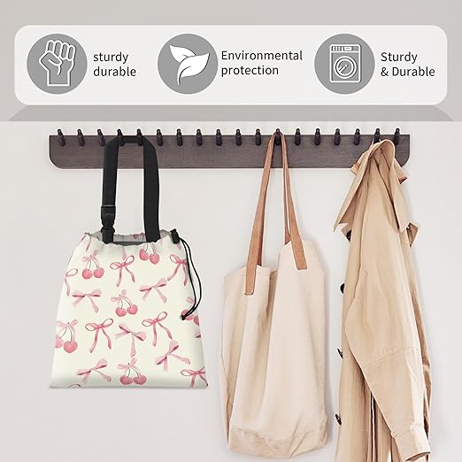 AFYEWKC Car Trash Bag Large Hanging Can for Back of Seat, Cute Waterproof Car Garbage Bag for Vehicle, Travelling, Outdoor Cute Pink Cherry Bow