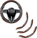 LevChall 3-Piece Carbon Fiber Steering Wheel Cover, Anti-Slip & Segmented Thin Design for Comfort Grip, Universal Fit 99% Cars SUV Truck,Brown