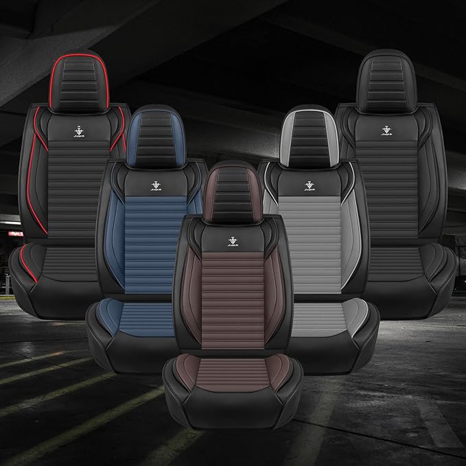Seat Covers Full Set Custom Fit for Mitsubishi Outlander 2004-2025, Standard Waterproof Car Seat Cover, Breathable and Comfortable Leather Cushion Cover, Auto Interior Accessories (Black Brown)