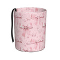 Pink Ribbon Bow Floral Car Trash Can Leak-Proof Waterproof Hanging Trash Bin Collapsible Garbage Can for Car Accessories Travelling Camping