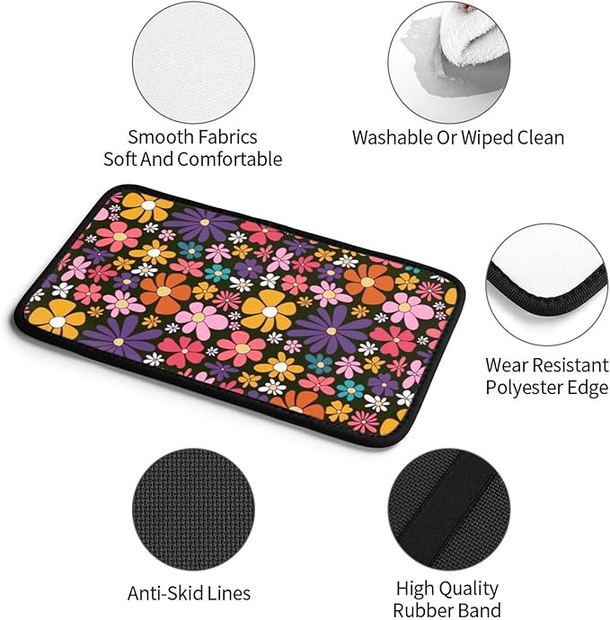 Universal Car Center Console Cushion Pad, Colorful Flowers Soft Waterproof Car Center Console Cover Auto Armrest Seat Box Cover Protector for Most Vehicle SUV Truck Car