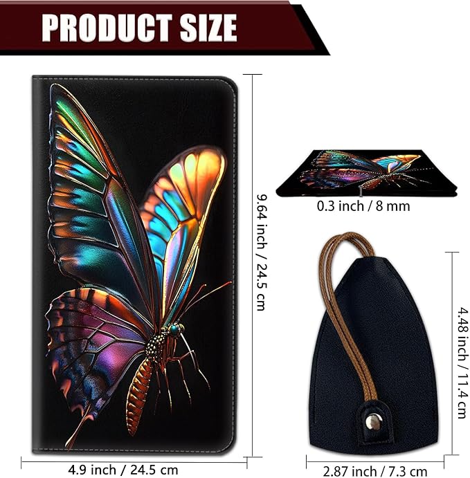 Car Document Holder with Magnetic Shut, Car Registration and Insurance Card Holder, Vehicle Glove Box Organizer Documents, Driver License, Auto Paperwork Organizer Wallet, Colorful Butterflies Pattern