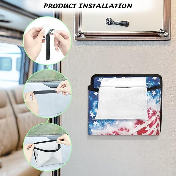 Renewold Fashion American Flag Car Side Pocket Organizer Small Pocket Bag Phone Coin Sunglasses Holder Storage Tray for Car Back Front Seat Door Window Console Universal Car Organizer Pouch