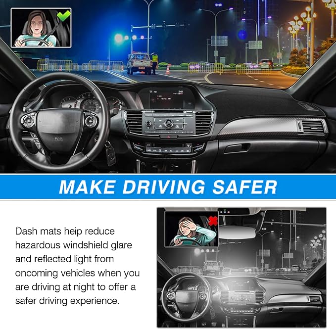 CARTIST Dash Cover fits for Honda Accord 2013 2014 2015 2016 2017 (LX, Sport, EX, EX-L, & Touring) Dashboard Cover Mat Non-Slip Carpet Sunshield Glare UV Rays Protector