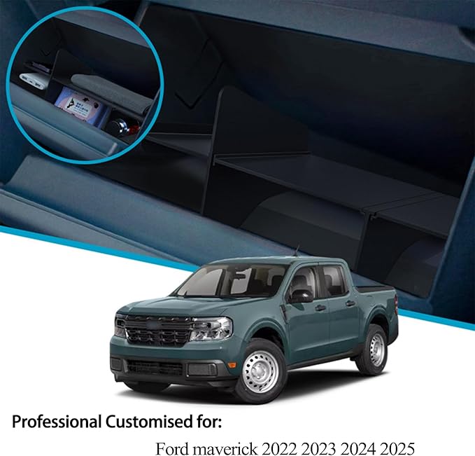 USSDE Glove Box Organizer for Ford Maverick 2022 2023 2024 2025 Car Storage Organizers Upgrade ABS GloveBox Insert Compartment Tray Partition Divide Space Accessories (Glove Box)