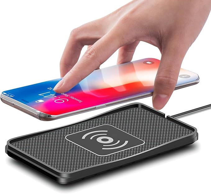 Car Wireless Charger Pad, 15W Fast Wireless Car Charger, Non-Slip Phone Charger Compatible with iPhone 16/15/14/13/12, Samsung S25–S9, Android Phones ﻿
