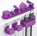 6 Pack Magnetic Cable Clips [1s Open/Lock], Laitver Cord Organizer Holder Strong Adhesive Desk Cable Management- Organize Charging Cords Neatly for Home, Office, Car,Desk, Nightstand-Deep Purple