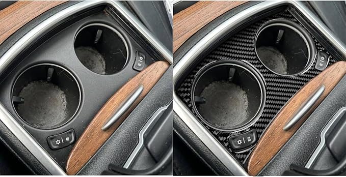 NVCNX Real Premium Carbon Fiber for Chrysler 300 Accessories for C Platinum 2015-2017 / C 2018-2023 Car Center Console Cup Holder Cover Interior Trim Sticker Decal 1PC