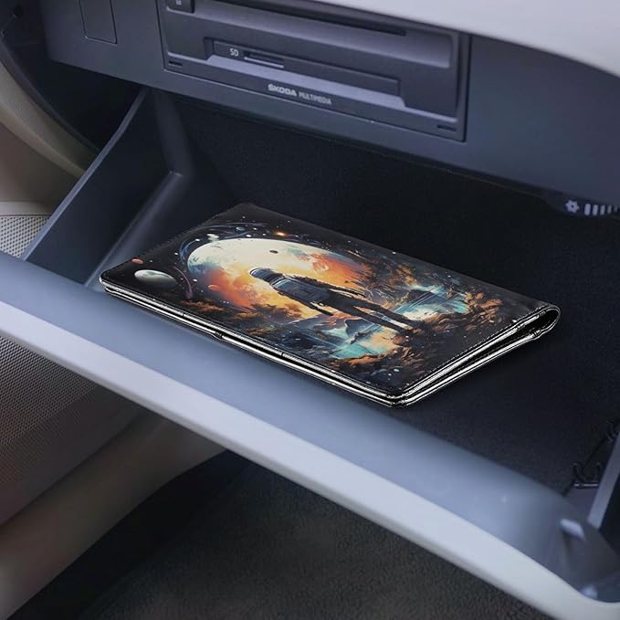 Galaxy Space Astronaut Car Registration and Insurance Holder Vehicle Glove Box Organizer Car Accessories Wallet Case for Women Men 202a4744
