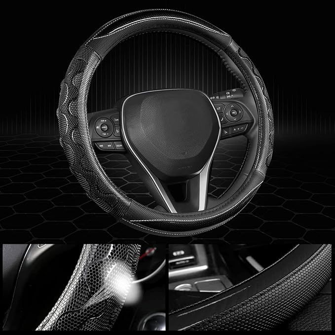 GIANT PANDA Steering Wheel Cover for Toyota, Auto Car Steering Wheel Cover for Toyota Highlander Rav4 Corolla Camry,Standard Size- Black