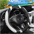 15 Inch Car Leather Steering Wheel Cover, Automotive Accessories Elastic Breathable Anti-Slip Soft Wheel Protector Fits Men and Women, Suitable for SUVs, Trucks, Vehicles and RVs (White)