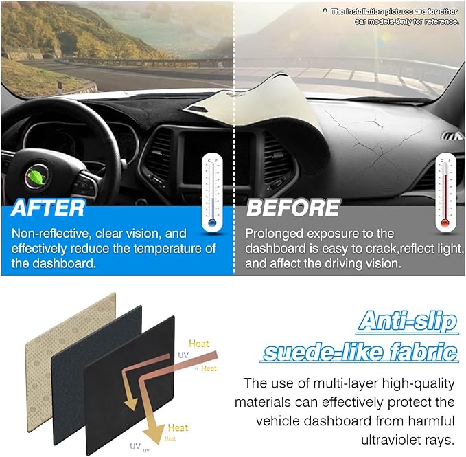 CARTIST Dash Cover Fits for Hyundai Santa Cruz 2022 2023 2024, Dashboard Mat for Santa Cruz Accessories with Non-Slip Silicone Backside
