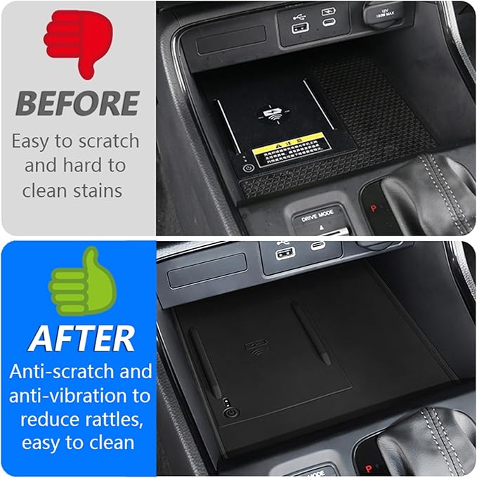 Car Center Console Wireless Charging Mat for Honda CR-V CRV 2023 2024 2025, Console Charger Silicone Protective Non-Slip Pad Anti-Dust Liner for Honda 6th Gen CR V Accessories