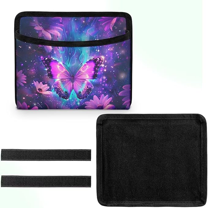 Renewold Purple Butterfly Flower Auto Front Rear Seat Storage Bag for Cell Phone Sunglasses Coin Car Side Pocket Organizer Holder Tray Pouch for Vehicle Seat Console Door Multifunction for Home Office