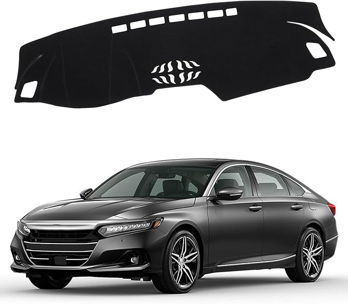 Upgraded Dash Mat for 2018-2022 Honda Accord Polyester Dash Board UV Protection Non-Slip Windshield Reflective Dash Cover Interior Accessory Black