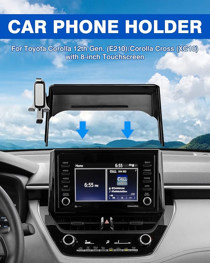 Autorder Car Phone Holder for Toyota Corolla 2019-2025/Corolla Cross 2022-2025 Accessories Air Vent Screen Fixed Clip 360° Rotation Cell Phone Mount Hands-Free with 2 Installation Methods(8 Inch)