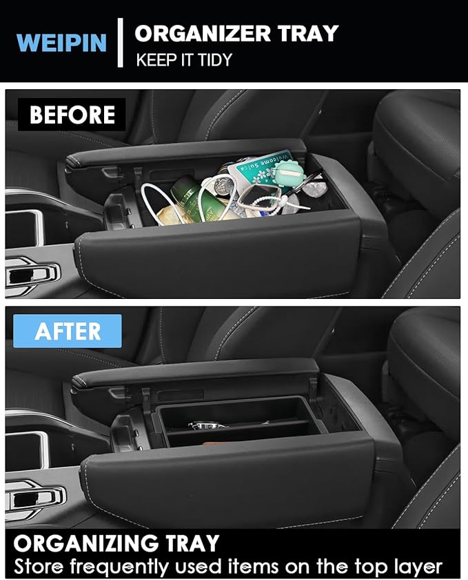 WEIPIN for 2PCS Double Layer Center Console Armrest Organizer ABS Materials Compatible with 2024-2026 L EXUS TX350/TX350h/TX450h+/TX500h