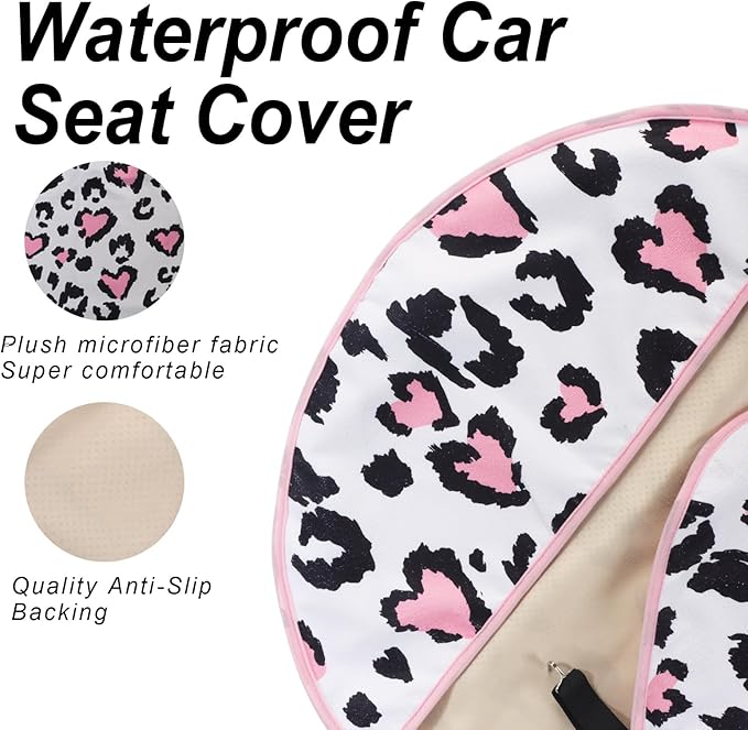 nbnhxnff Sweat Towel Car Seat Cover Protector Front Seats for Gym Workout, Running, Swimming, Beach and Hiking, Waterproof Universal Seat Cover for Car, Trucks, Van & SUV (Love Spot, 1pcs Front Seat)