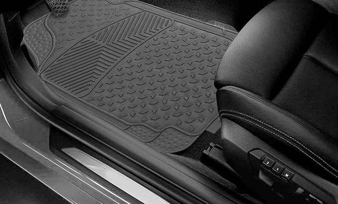 FH Group Car Floor Mats - Heavy-Duty Rubber Floor Mats for Cars, Universal Fit Full Set, Trimmable Automotive Floor Mats, ClimaProof Floor Mats For Most Sedan, SUV, Truck Floor Mats Gray