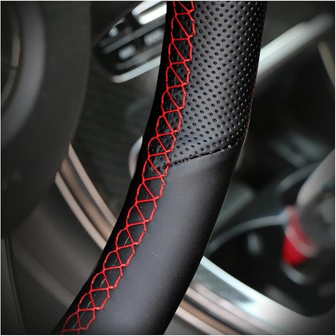 Custom Microfiber Leather Steering Wheel Cover fit for 1998-2005 206, 206 SW, 206 CC - Slip-On Design(C-Yellow thread)