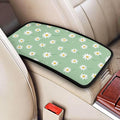 Car Center Console Cushion Pad Daisy Floral Non-Slip Armrest Cover Wildflower Cute Auto Center Console Lid Covers Anti-Scratch Arm Rest Pads