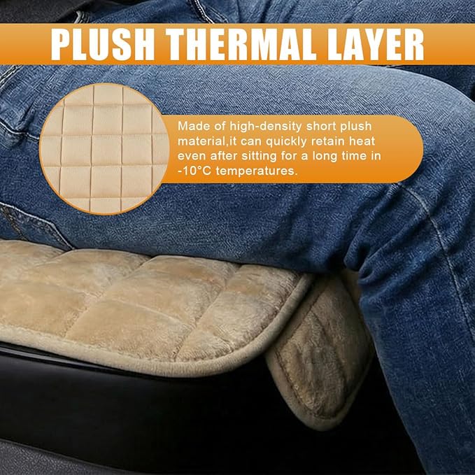 YoRise Car Seat Cushion, Soft Plush Auto Seat Pad with Storage Pocket, Car Driver Seats Protector Cover with Non-Slip Rubber Bottom, Winter Vehicle Accessory for SUV, Truck, Home, Office (Beige)