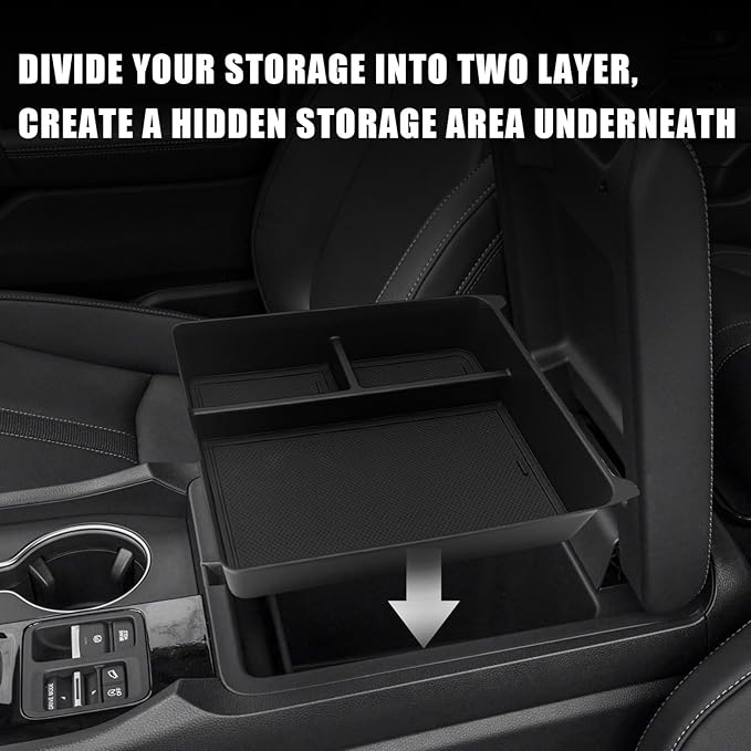 Muslogy Center Console Organizer Compatible with 2023 2024 2025 Honda Pilot Accessories, 2024 2025 Ridgeline/2024-2026 Passport Center Console Storage Box Divider Inserts Interior ABS Material(Black)