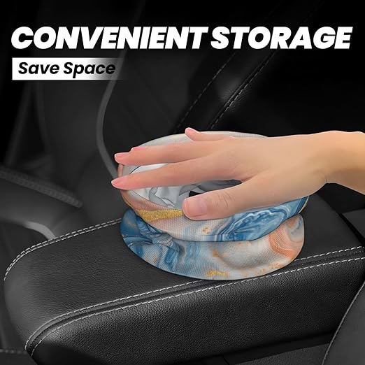Lemon Colour Marble Car Trash Can Garbage Cans Foldable,Cute Hanging Car Organizer and Storage Bag Leak Proof, Auto Back Seat Trash Bin Universal for Truck, SUV, Outdoor Travel