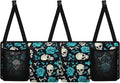 Skull Rose Pattern Car Trunk Organizer and Storage, Backseat Hanging Organizer for SUV, Truck, Collapsible Cargo Storage Bag with 4 Pockets, Car Interior Accessories