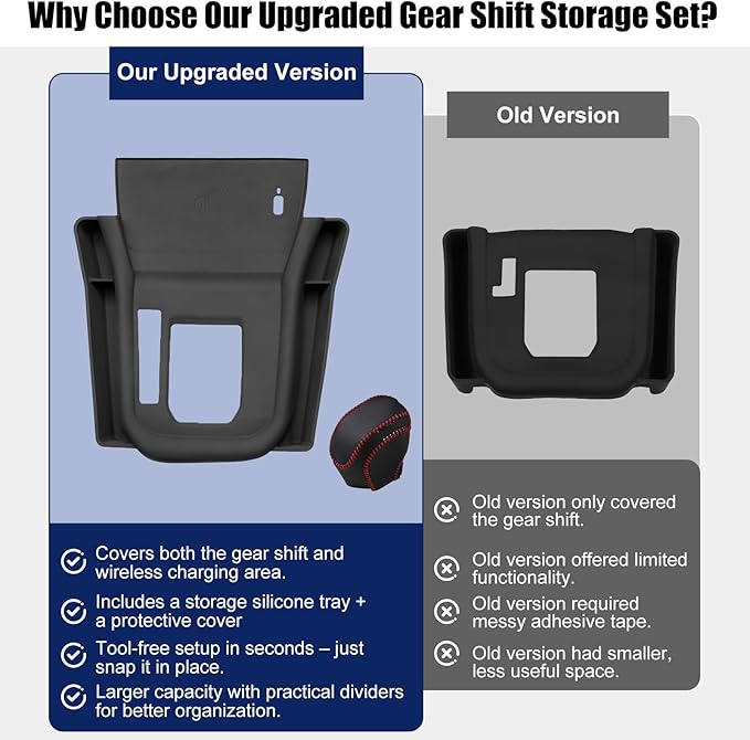 Upgraded 2-Piece Center Console Organizer Set for 2025 2026 Subaru Forester Accessories | Anti-Slip Silicone Storage Tray with Side Pockets + Gear Shift Knob Cover Protector