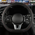 Binsheo Microfiber Leather D Shaped Steering Wheel Cover, Breathable, Anti Slip, 13.5 inch to 14 inch, Black