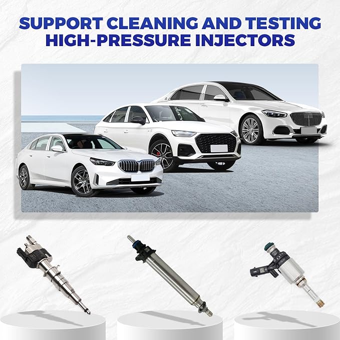 MR CARTOOL V209 GDI Fuel Injector Cleaner Machine, 110V 4-Cylinders Heated Ultrasonic Injector Cleaner Kit with 10 Functions, Gasoline Fuel Injector Tester for Car Motorcycle EFI/FSI Injectors