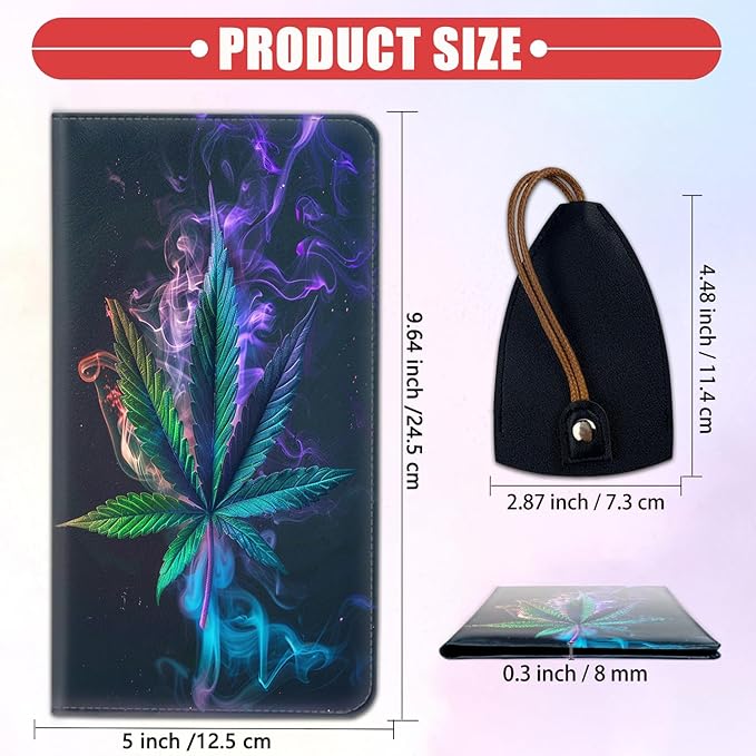Car Registration Holder, Waterproof PU Leather Vehicle Card Document Glove Box Organizer, Women Interior Auto Accessories Case for Cards, Driver License Car Insurance Holder, Weed Leaf Pattern