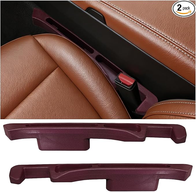 2PCS Car Seat Gap Filler Organizer, Multifunctional Car Gap Stopper Between Seat & Console Prevent Things Drop, Universal Vehicle Interior Phone Holder Accessories for SUVs Trucks (Red)