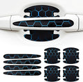 8 Pcs Car Door Handle Sticker, 3D Honeycomb Pattern Car Door Cup Protector, Universal Anti Scratches Auto Doors Handle Protective Film (Black Blue)