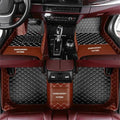Custom Making Car Floor Mats for 96% Car Model Luxury Leather All Weather Waterproof Anti-Skid Full Coverage Liners (Light Brown and Black)