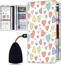 Car Registration and Insurance Card Holder for Women Men, Waterproof PU Leather Glove Box Car Organizer with Magnetic Shut, Vehicle Document Holder for Driver License,Cards, Colorful Love Peach