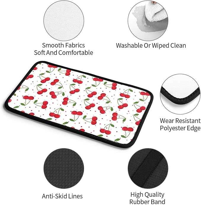 Universal Car Center Console Cushion Pad, Red Cherry Soft Waterproof Car Center Console Cover Auto Armrest Seat Box Cover Protector for Most Vehicle SUV Truck Car