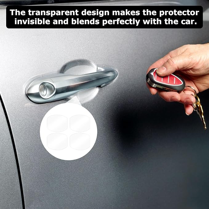 4 Pcs Car Door Handle Protector,Car Handle Protector,Door Handle Scratch Transparent Universal Door Handle Protector,for Vehicles,Door Scratch,Trucks,Suvs