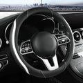 Car Steering Wheel Cover, Leather Steering Wheel Cover White Universal 14.5-15 Inch Microfiber Leather Anti-Slip Breathable Auto Steering Wheel Covers for Men Women(Black & White)