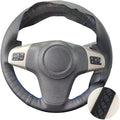 PU Leather Car Steering Wheel Cover for 2009-2017 Corsa (D) & Corsa (D) (3-Spoke) - Enhanced Grip & Comfort(Black Thread)